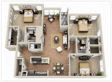 a floor plan of a house with a bedroom and a living room a floor plan of a house with a bedroom and a living room at Elme Druid Hills, Atlanta, GA 30329
